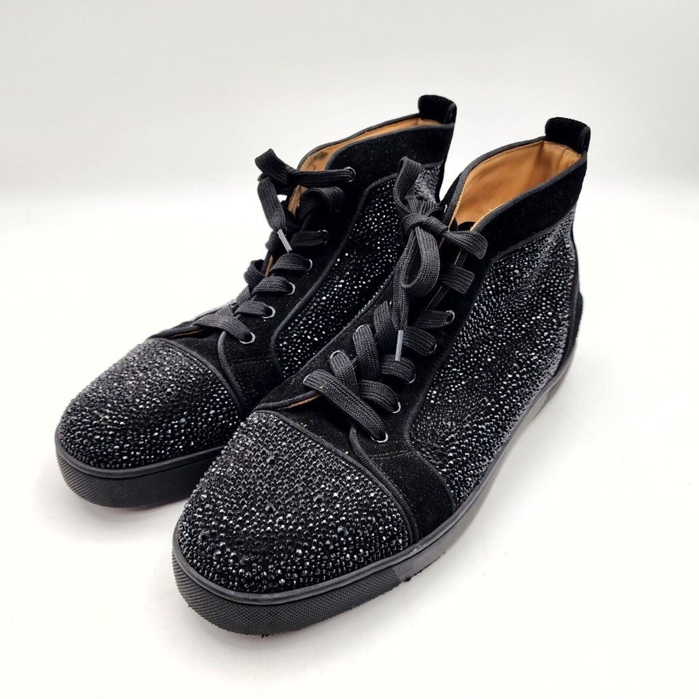 Christian Louboutin Louis Strass Swarovski High Top Sneakers Blk Men US 10/EU 43 - Picture 13 of 16